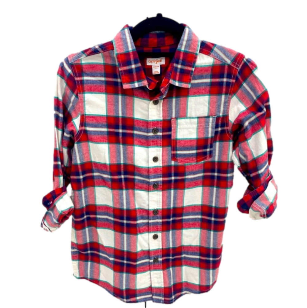 Plaid boys button up never worn NWOT